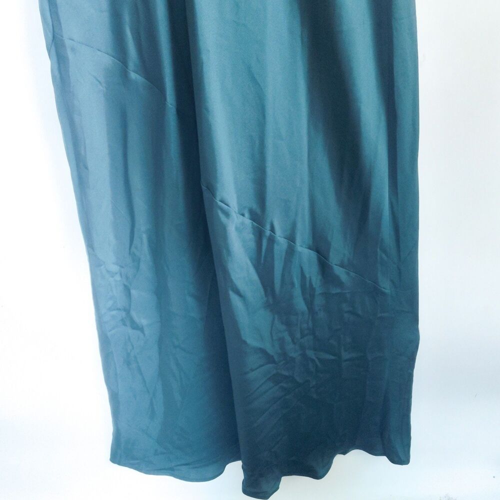 New Banana Republic Teal Silky Twill Slit Maxi Slip Tank Dress Size XL NWT Satin - Picture 12 of 16
